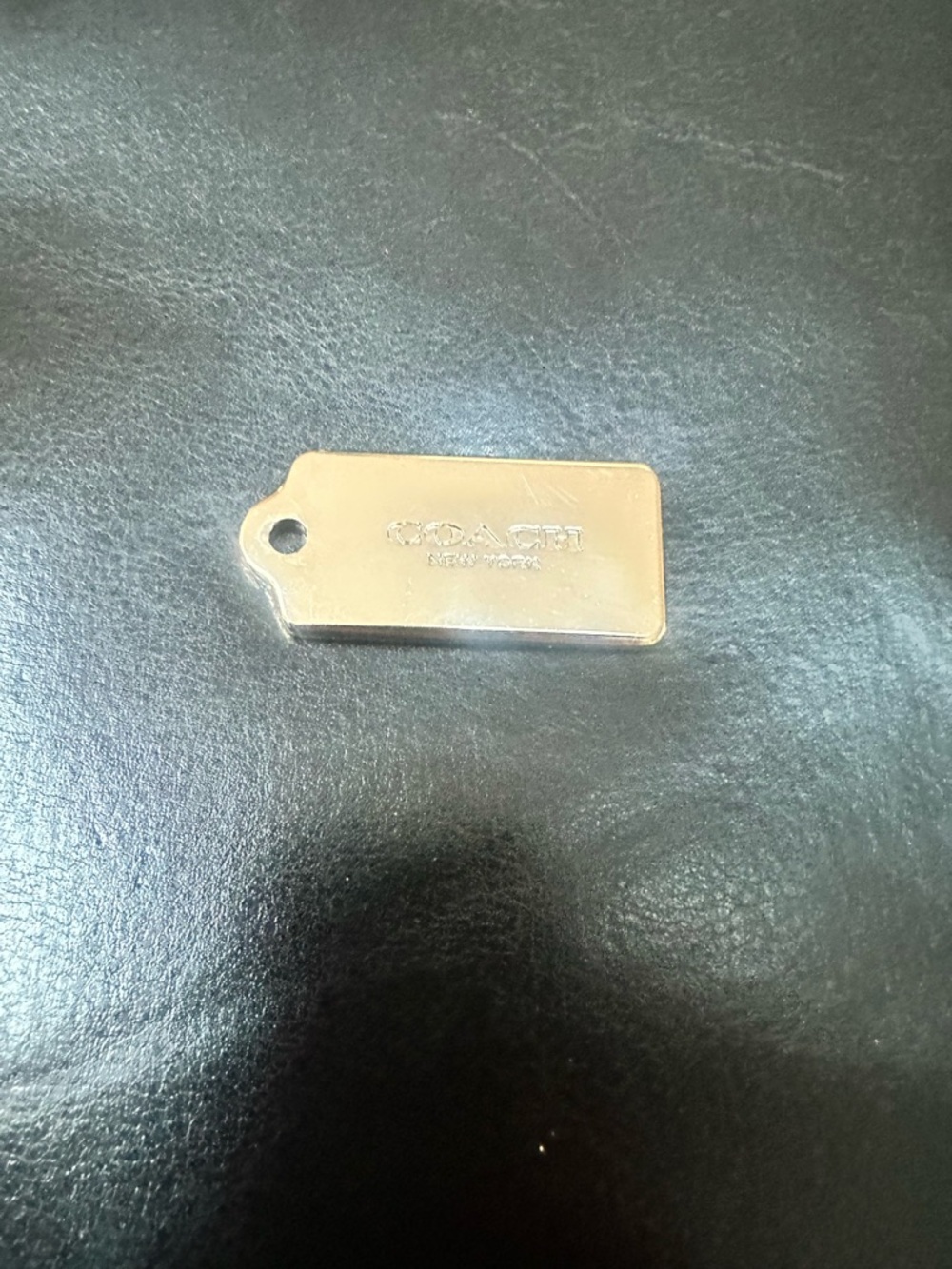 Coach gold tone metal bag Tag Charm or Keychain Accent - Silver Tone